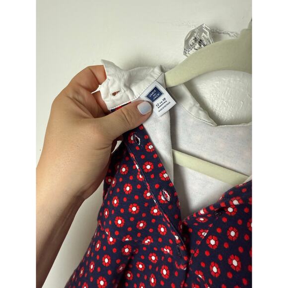Janie and Jack Blue Red Mod Floral Collared Sleeveless Preppy Dress 12-18 MOS - Picture 4 of 6